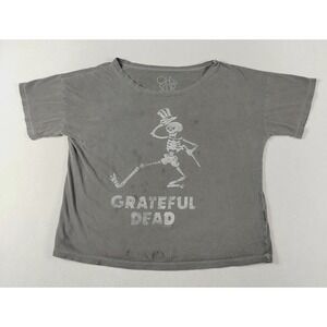 Grateful‎ Dead Chaser Shirt Womens Small Gray Cropped Graphic Band Tee USA Boxy